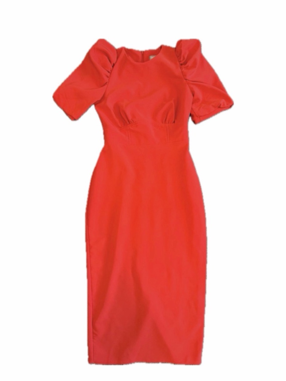 ASOS Orange Midi Dress with Puff Sleeves